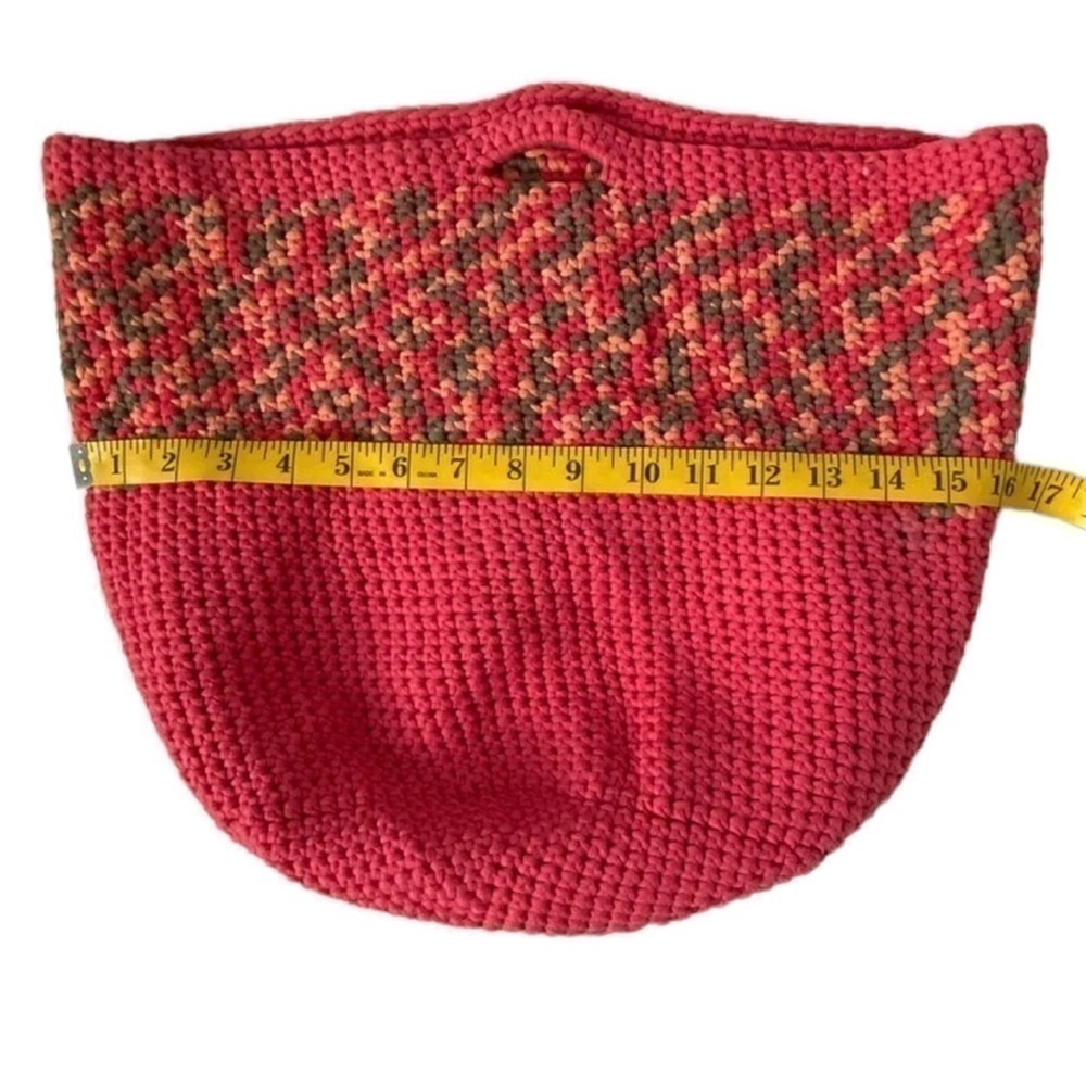 Handmade Crochet Pink Rainbow Tote Purse Bag Sack Hand Crafted Multi Color - Picture 6 of 11
